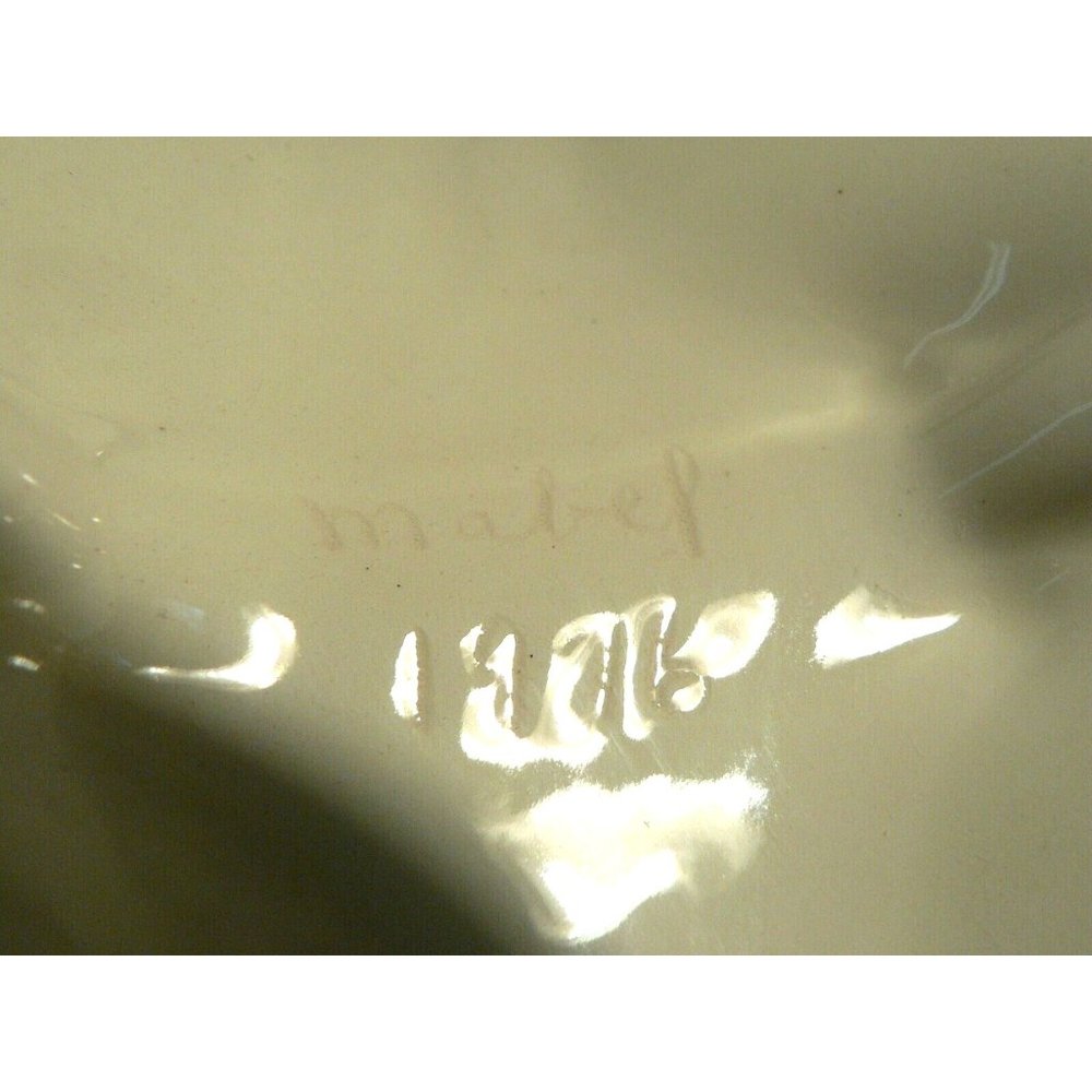 Porcelain candy nut dish Mabel 1976 handle double divisions bottom signed - Picture 8 of 11